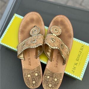 Jack Rogers Women's Gold and Tan Natural Cork Sandals - size 8.5 M